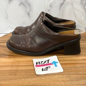 US 6.5-7 EU 37-Naot Womens Dark Brown Comfort Slip On Clogs Mule Block Heels